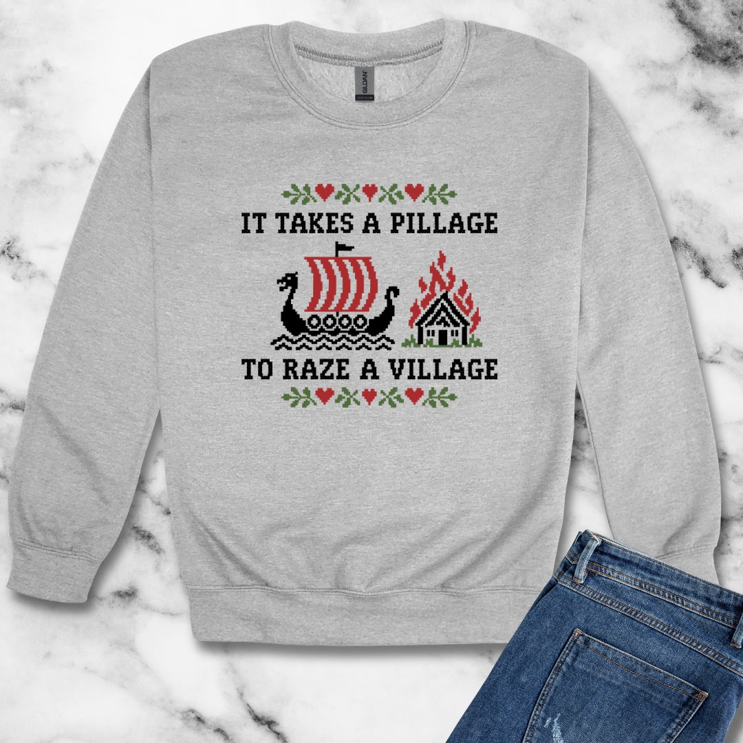 It Takes a Pillage to Raze a Village Cross Stitch Unisex Heavy Crewneck Sweatshirt