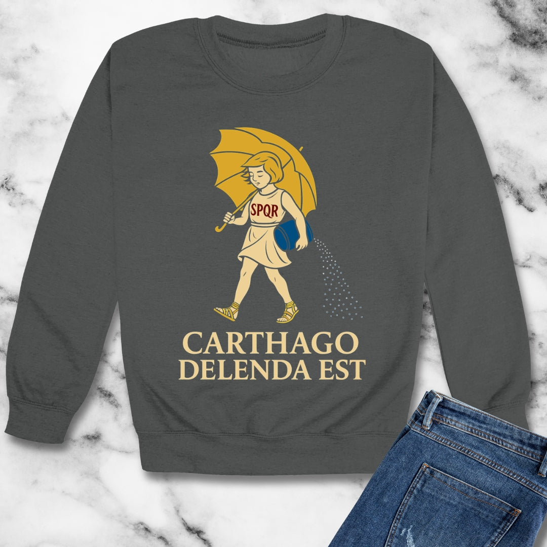 Carthago Delenda Est Morton's Salt Parody Logo Unisex Heavy Crewneck Sweatshirt