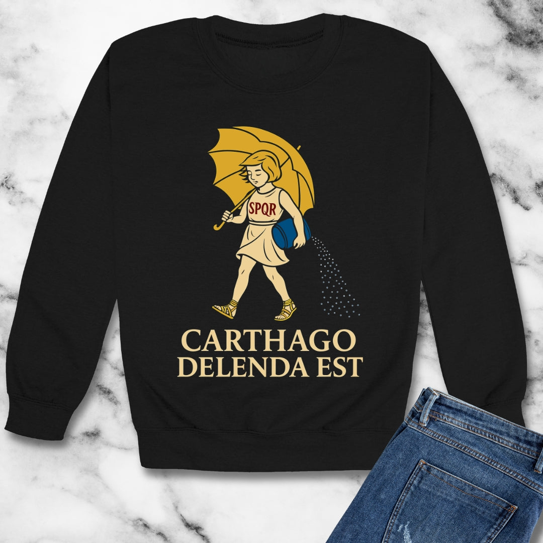 Carthago Delenda Est Morton's Salt Parody Logo Unisex Heavy Crewneck Sweatshirt