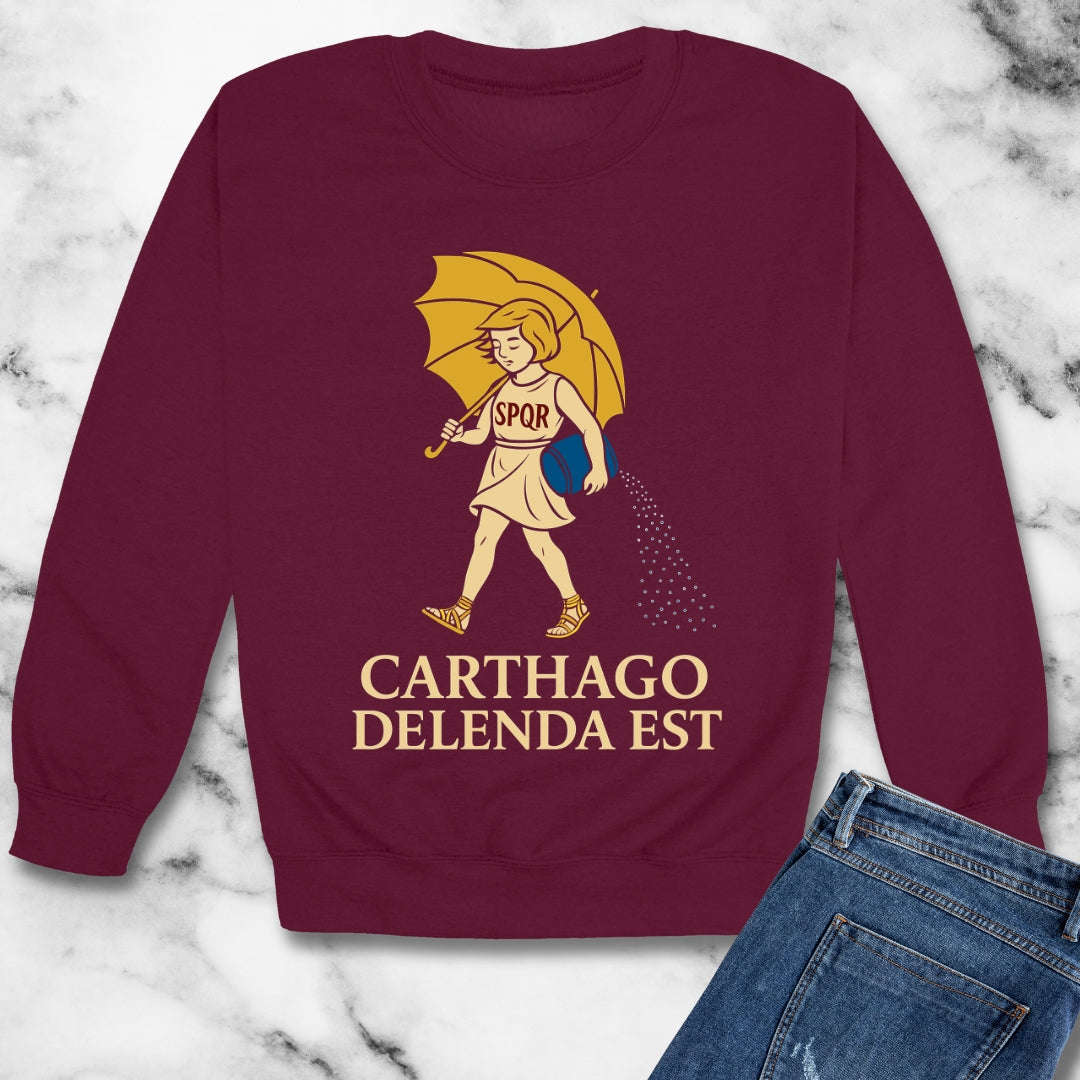 Carthago Delenda Est Morton's Salt Parody Logo Unisex Heavy Crewneck Sweatshirt
