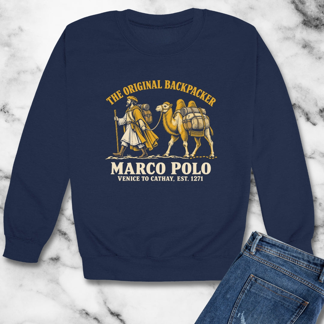 Marco Polo The Original Backpacker Unisex Heavy Crewneck Sweatshirt