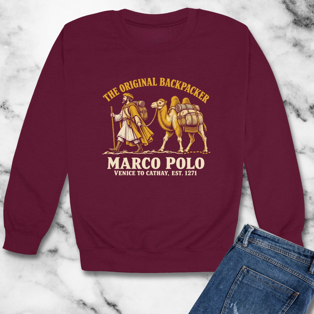 Marco Polo The Original Backpacker Unisex Heavy Crewneck Sweatshirt