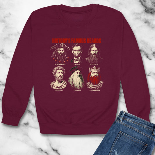 History's Famous Beards Screen Print Unisex Heavy Crewneck Sweatshirt