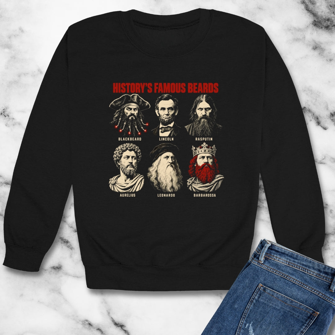 History's Famous Beards Screen Print Unisex Heavy Crewneck Sweatshirt