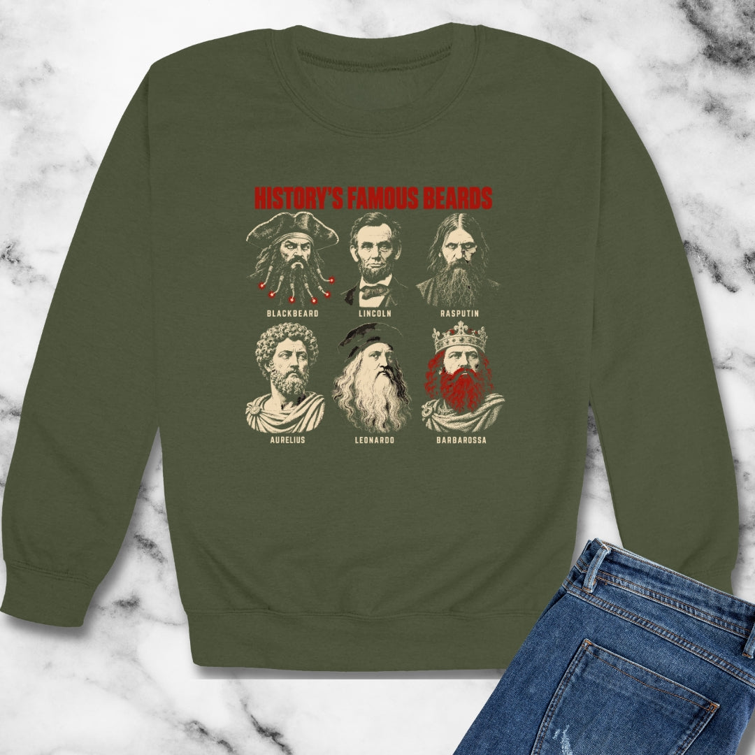 History's Famous Beards Screen Print Unisex Heavy Crewneck Sweatshirt