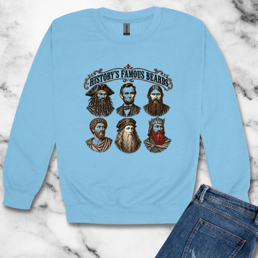 History's Famous Beards Engraving Unisex Heavy Crewneck Sweatshirt