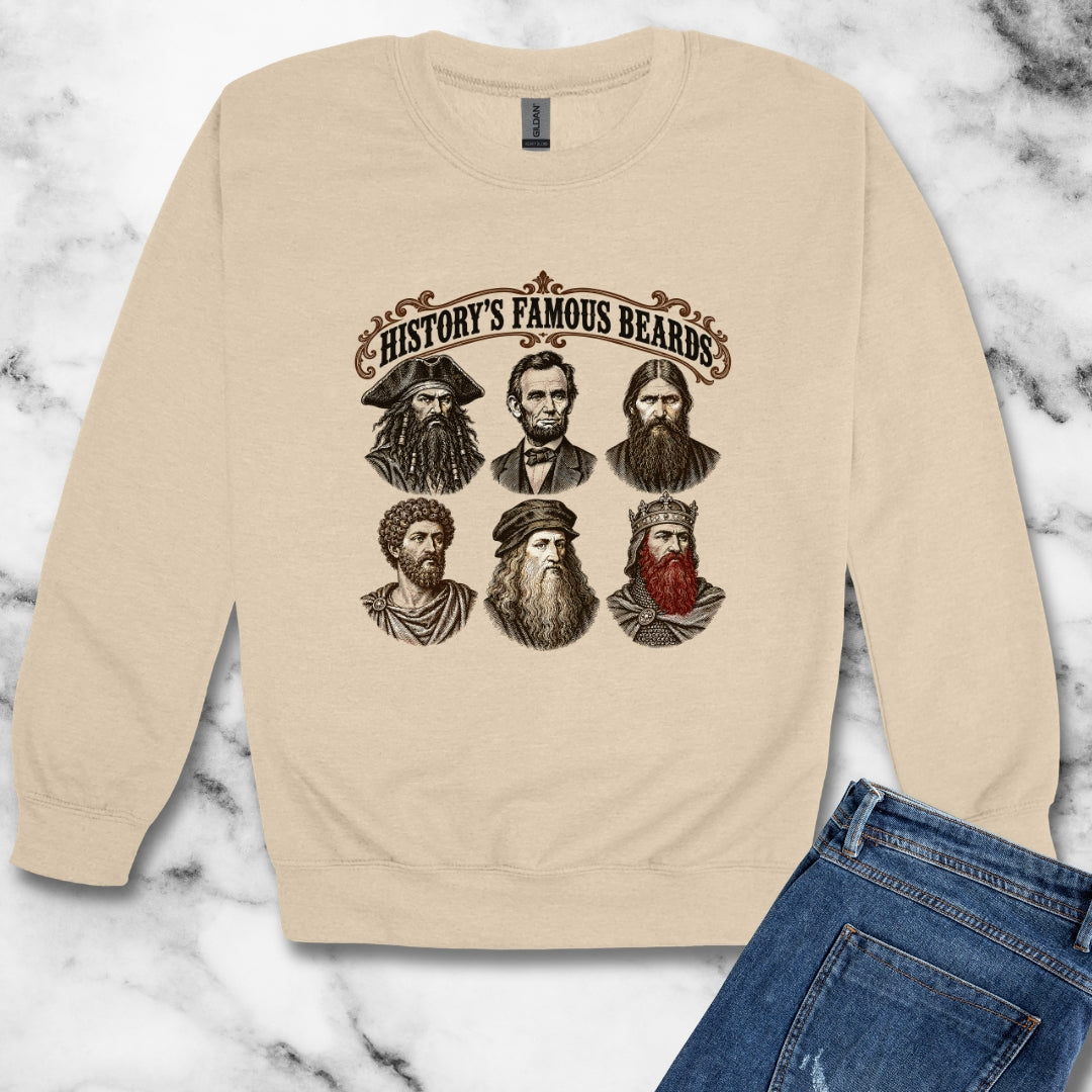 History's Famous Beards Engraving Unisex Heavy Crewneck Sweatshirt