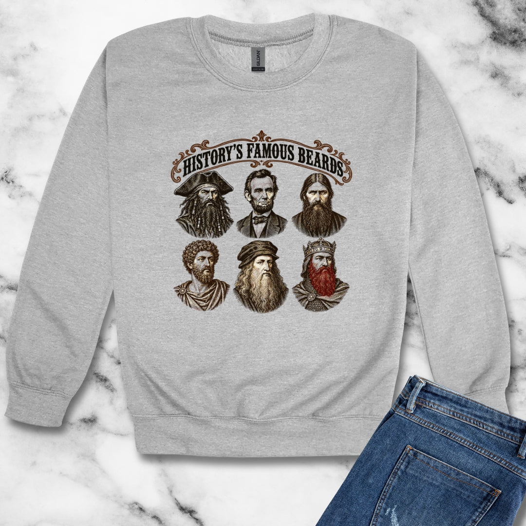 History's Famous Beards Engraving Unisex Heavy Crewneck Sweatshirt