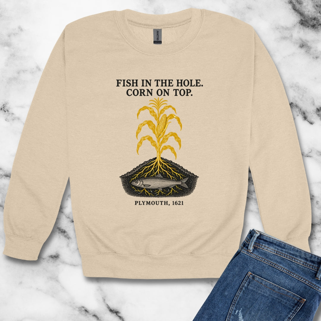 Fish in the Hole Corn on Top Unisex Heavy Crewneck Sweatshirt