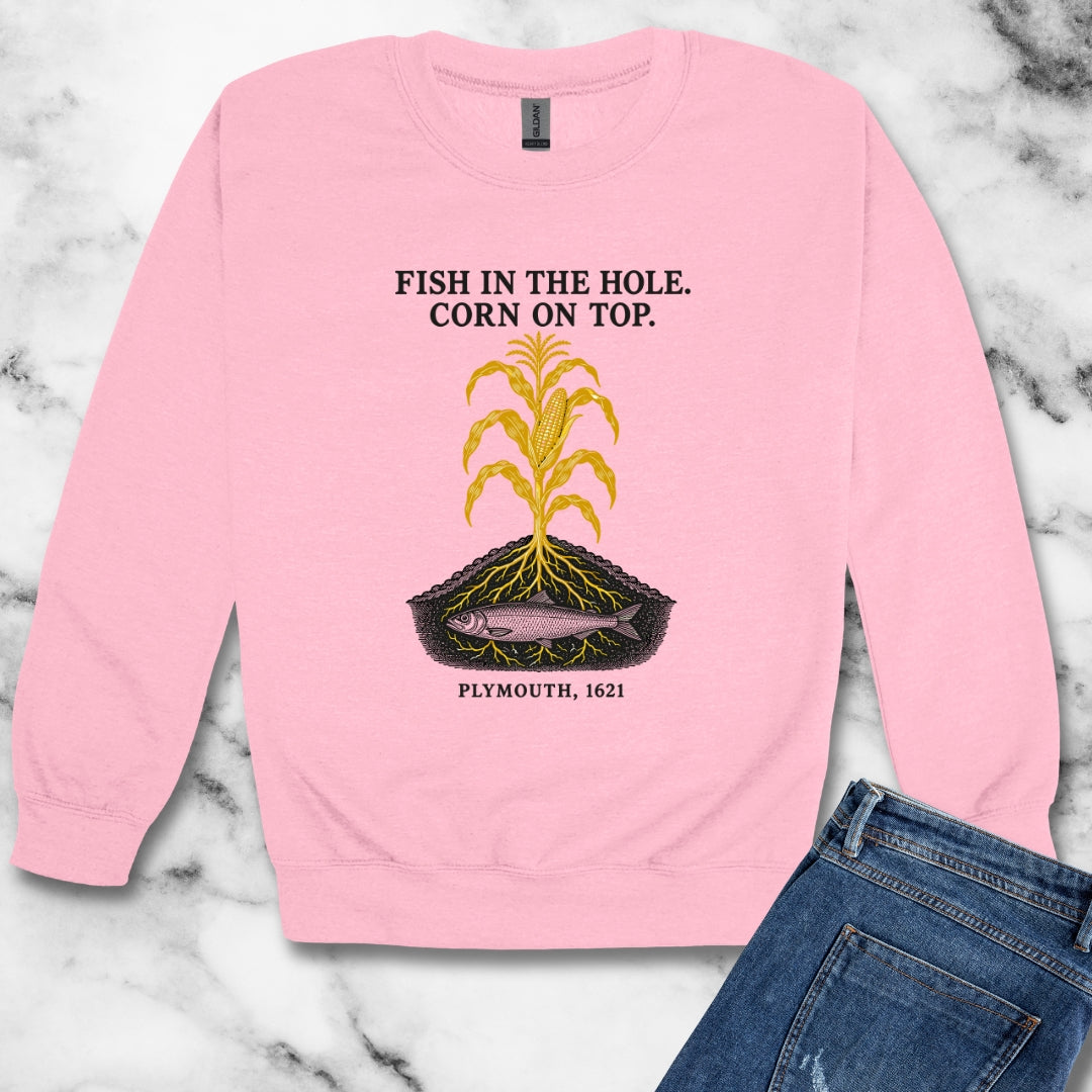 Fish in the Hole Corn on Top Unisex Heavy Crewneck Sweatshirt