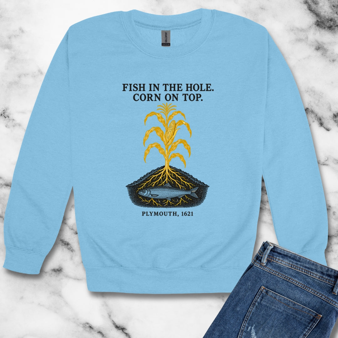 Fish in the Hole Corn on Top Unisex Heavy Crewneck Sweatshirt