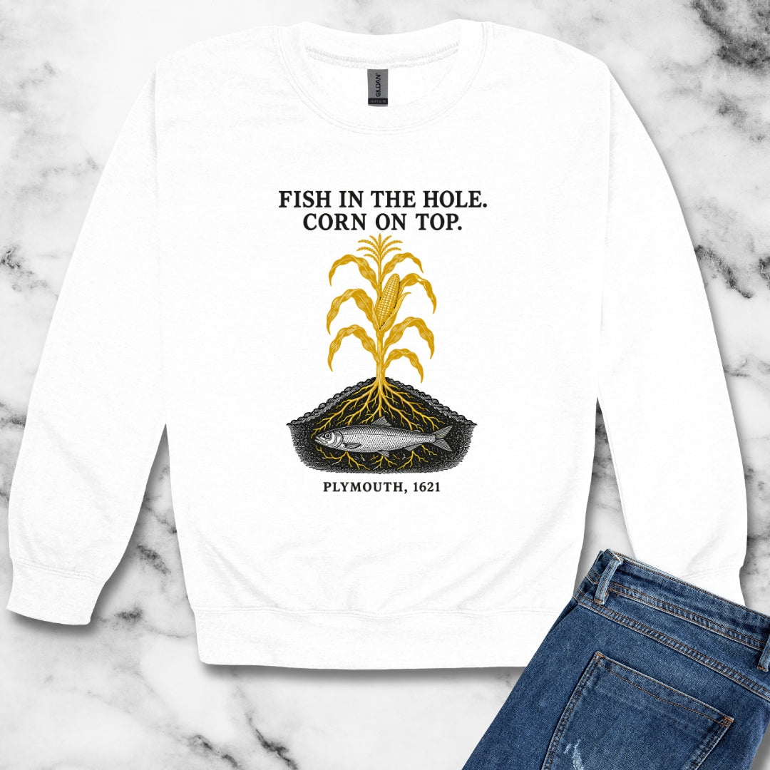 Fish in the Hole Corn on Top Unisex Heavy Crewneck Sweatshirt