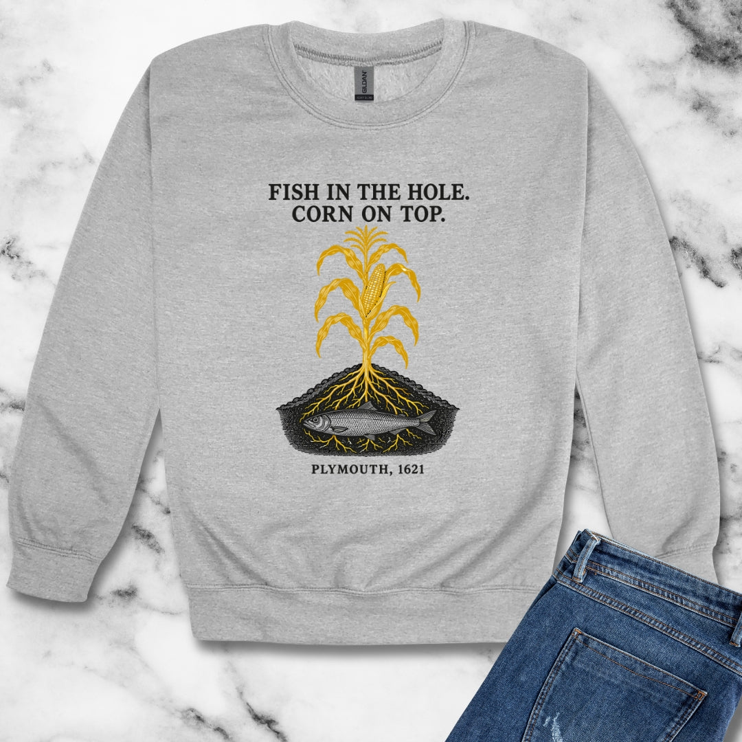 Fish in the Hole Corn on Top Unisex Heavy Crewneck Sweatshirt