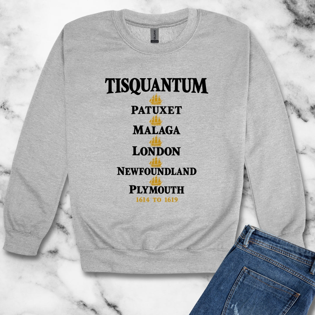 Tisquantum Route Map Unisex Heavy Crewneck Sweatshirt