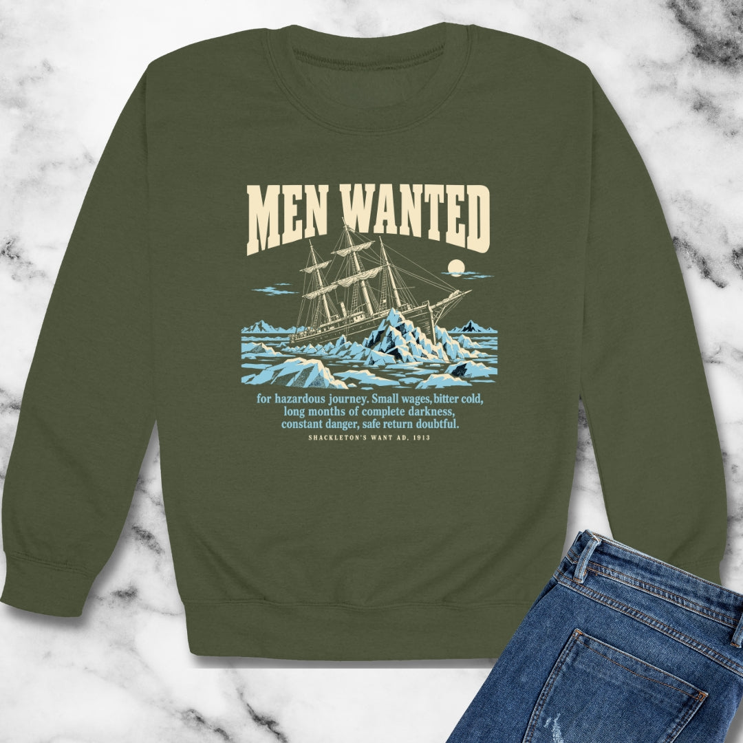 Men Wanted Shackleton Ad Unisex Heavy Crewneck Sweatshirt