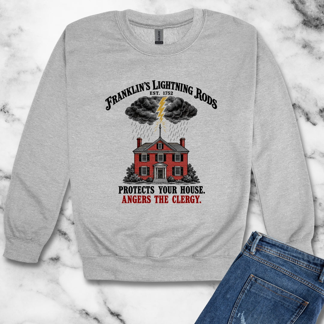Franklin's Lightning Rods Unisex Heavy Crewneck Sweatshirt