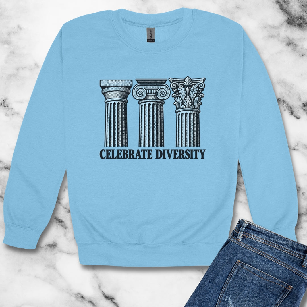 Celebrate Diversity Engraved Columns Unisex Heavy Crewneck Sweatshirt