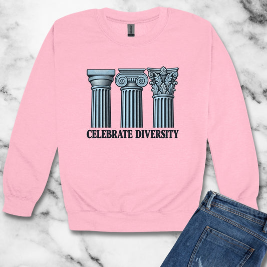 Celebrate Diversity Engraved Columns Unisex Heavy Crewneck Sweatshirt