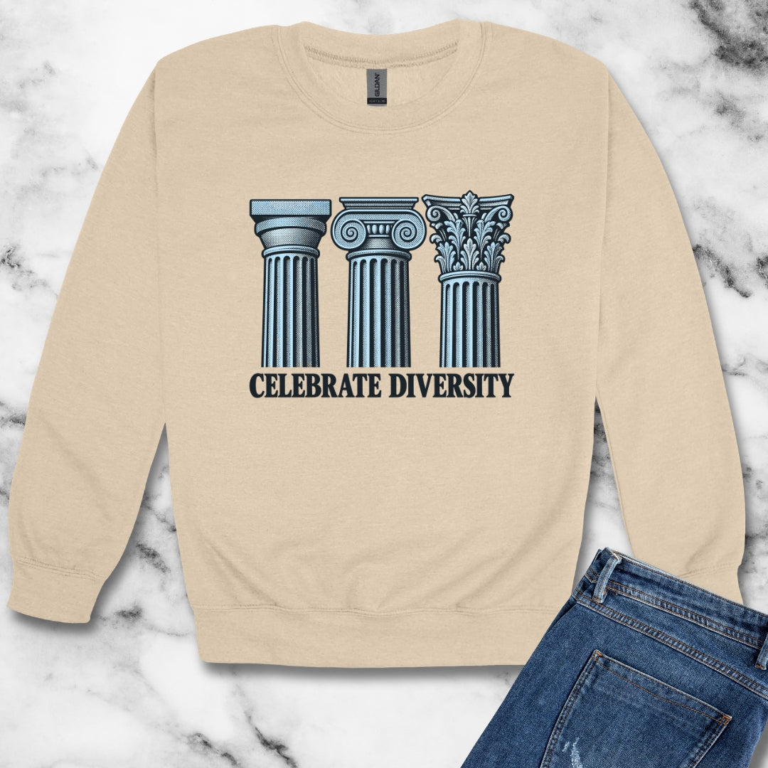 Celebrate Diversity Engraved Columns Unisex Heavy Crewneck Sweatshirt
