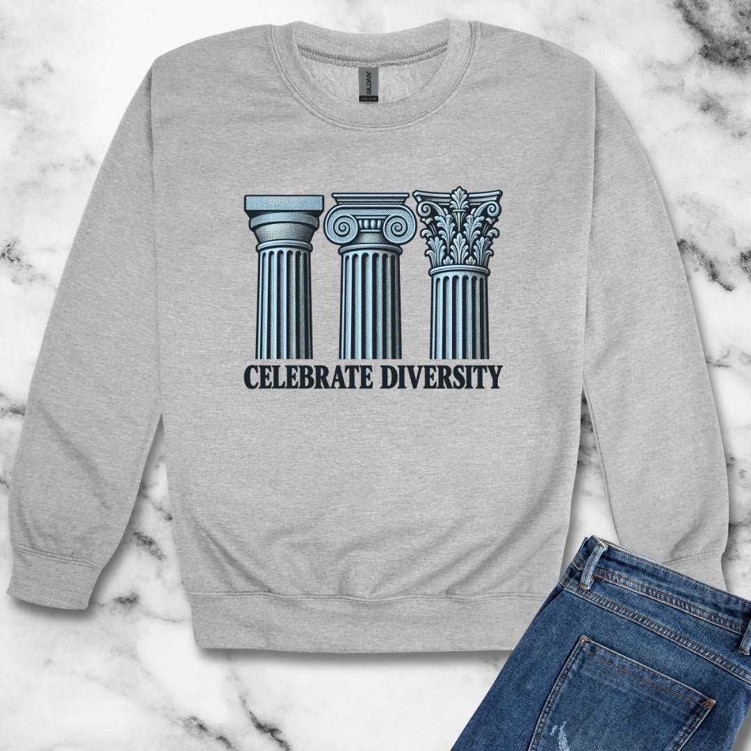 Celebrate Diversity Engraved Columns Unisex Heavy Crewneck Sweatshirt