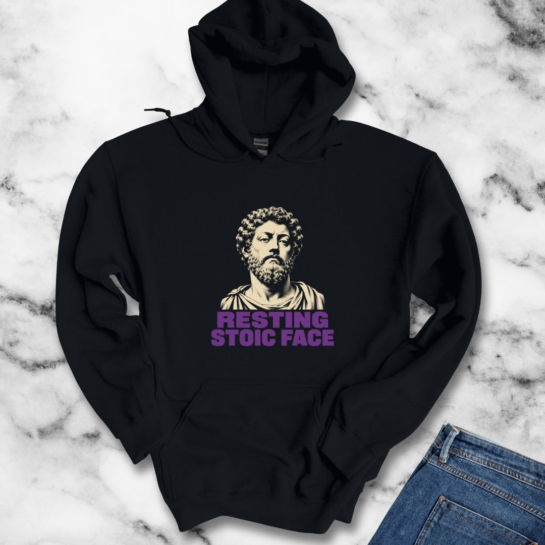 Resting Stoic Face Screen Print Hoodie