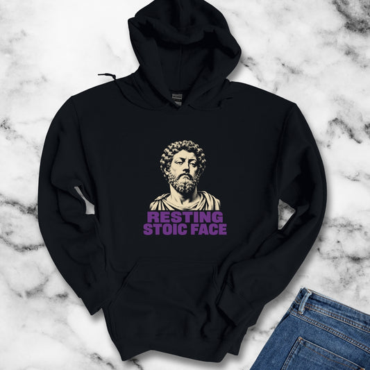 Resting Stoic Face Screen Print Hoodie