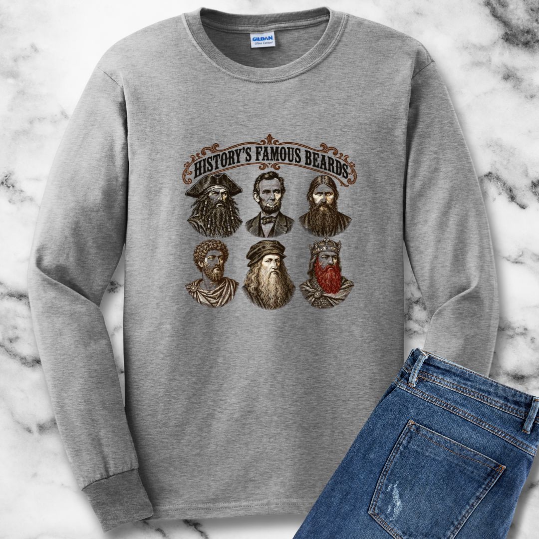 History's Famous Beards Engraving Unisex Long Sleeve Tee