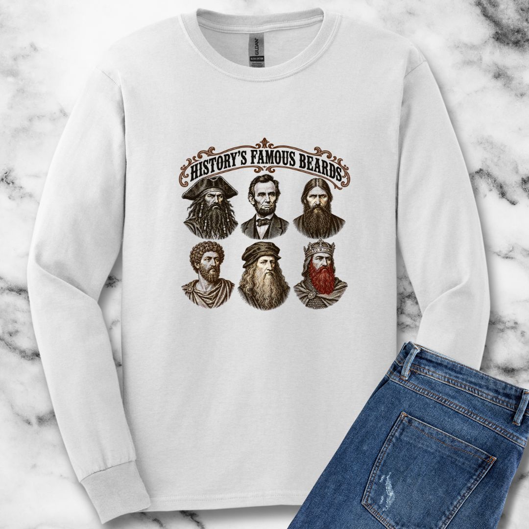 History's Famous Beards Engraving Unisex Long Sleeve Tee