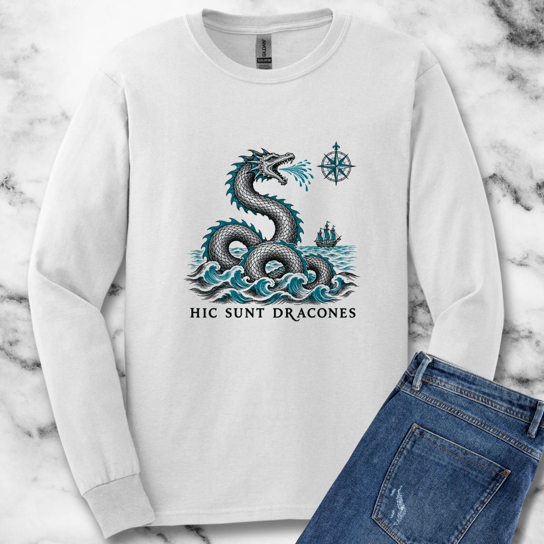 Hic Sunt Dracones Sea Serpent Unisex Long Sleeve Tee