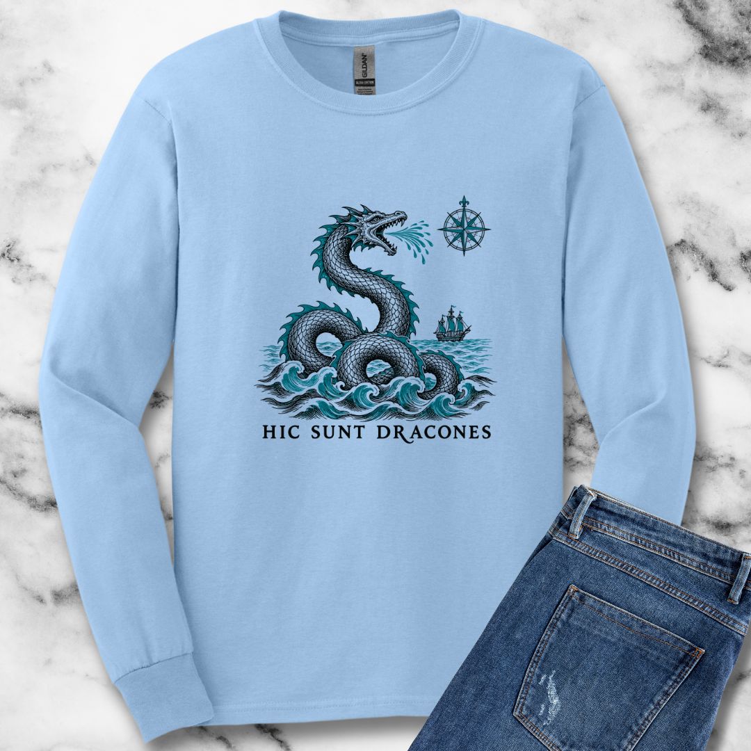 Hic Sunt Dracones Sea Serpent Unisex Long Sleeve Tee