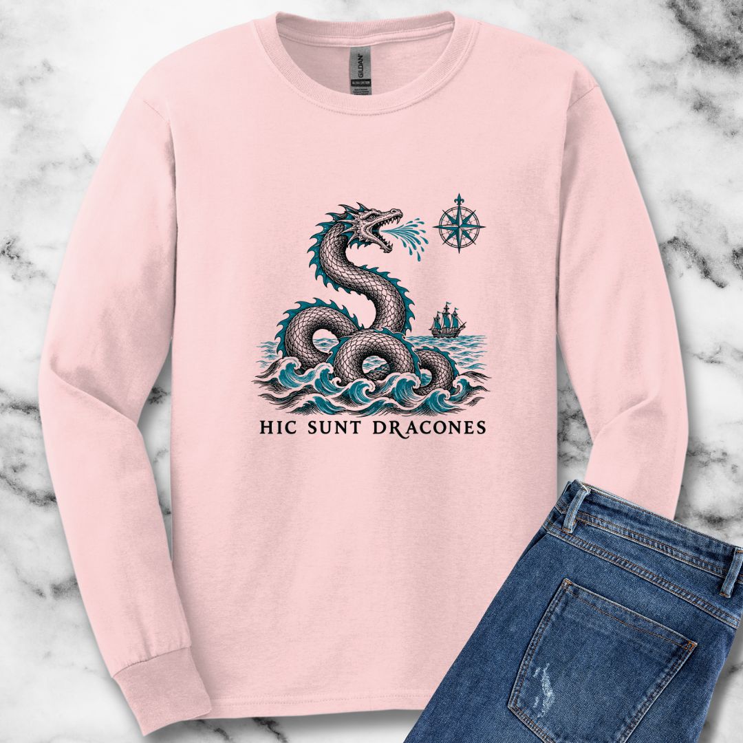 Hic Sunt Dracones Sea Serpent Unisex Long Sleeve Tee