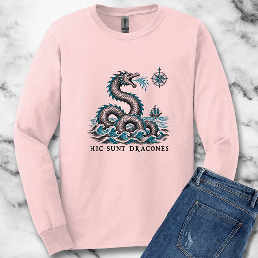 Hic Sunt Dracones Sea Serpent Unisex Long Sleeve Tee