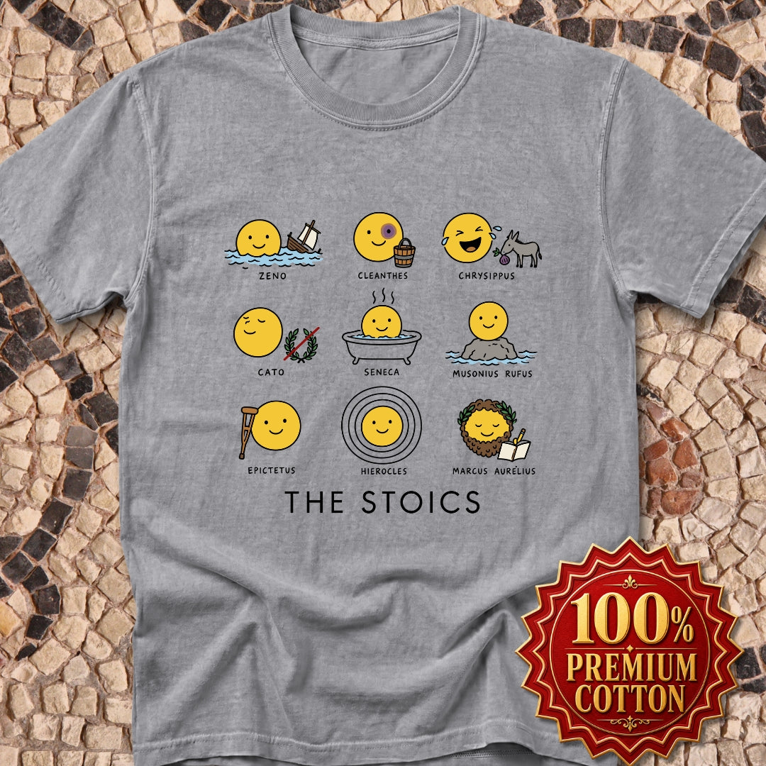 Stoic Smiley Philosophy Grid Premium Tee
