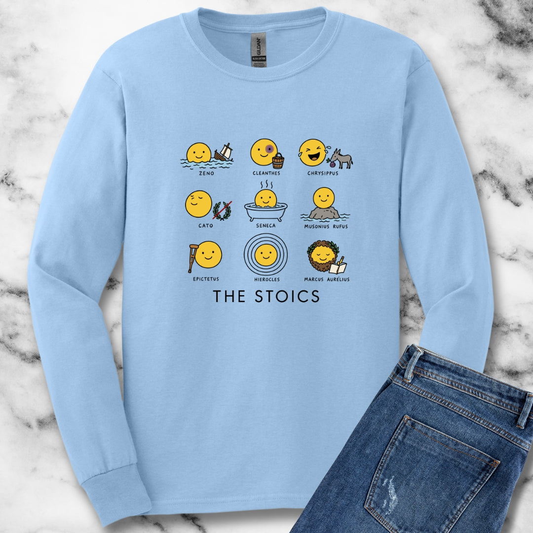 Stoic Smiley Philosophy Grid Unisex Long Sleeve Tee