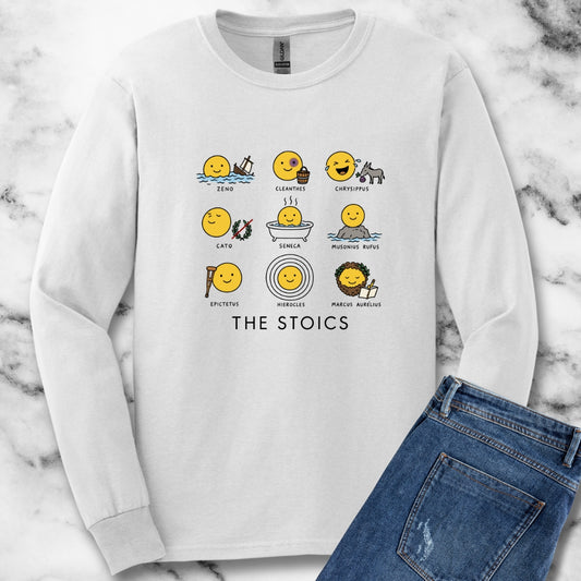 Stoic Smiley Philosophy Grid Unisex Long Sleeve Tee