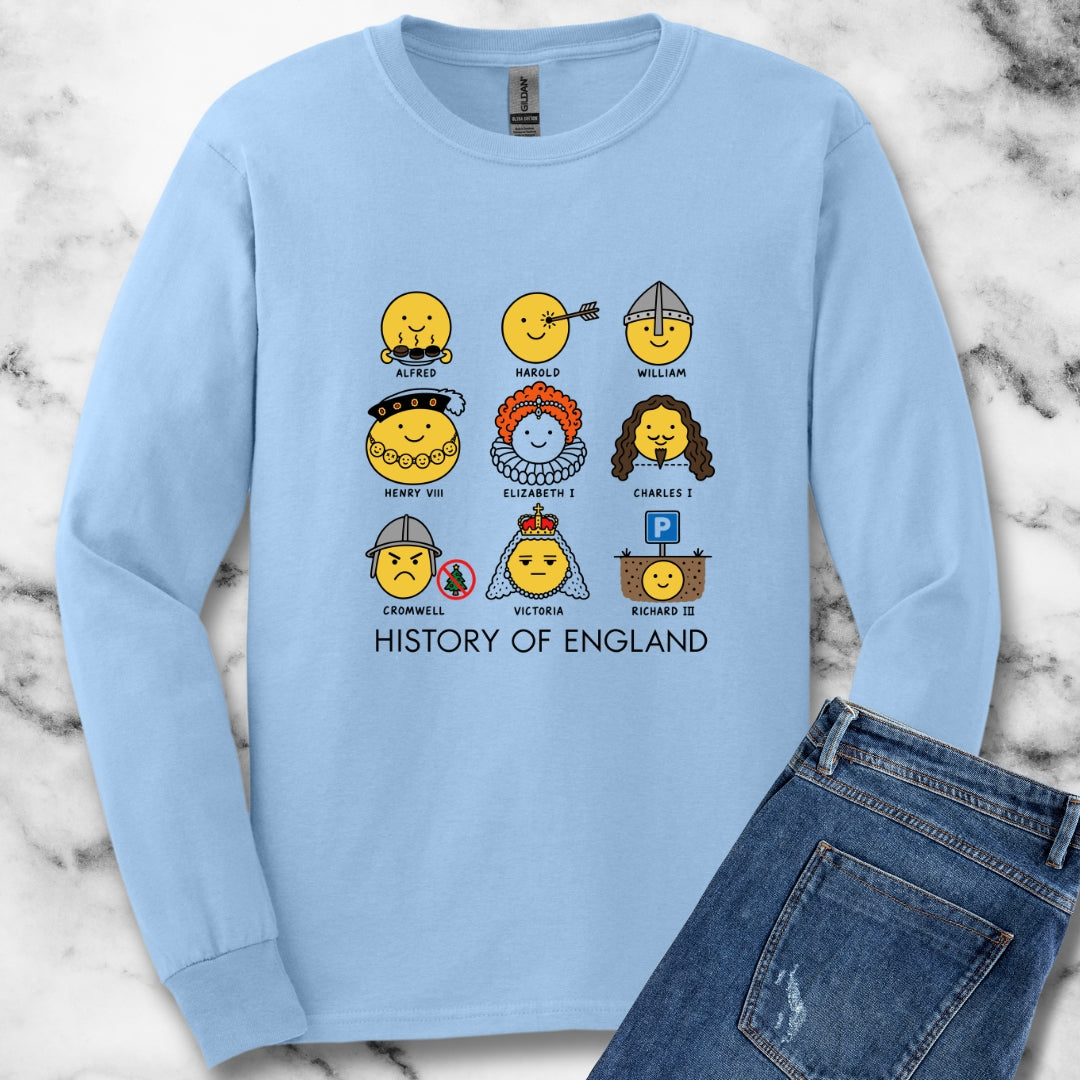 A Humorous History of England Grid Unisex Long Sleeve Tee