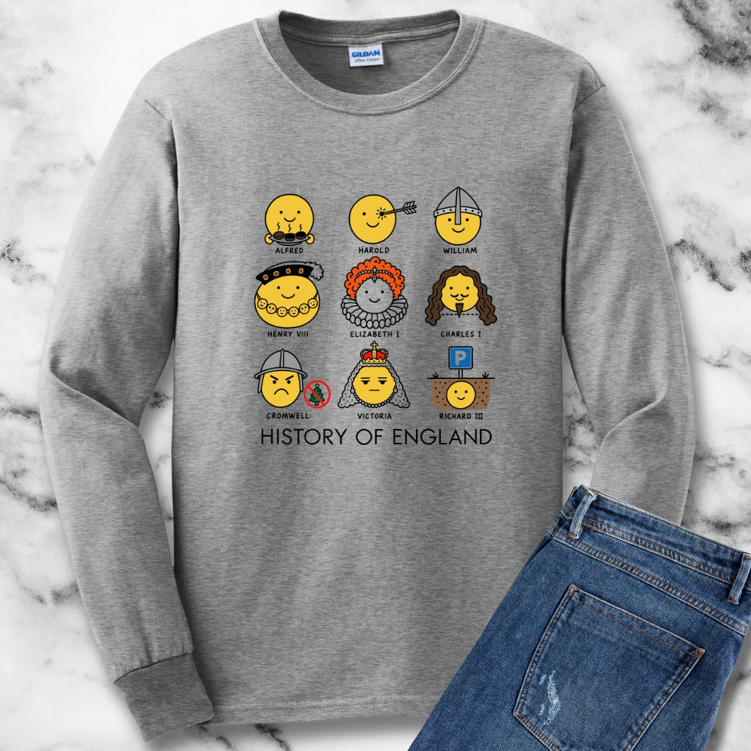 A Humorous History of England Grid Unisex Long Sleeve Tee