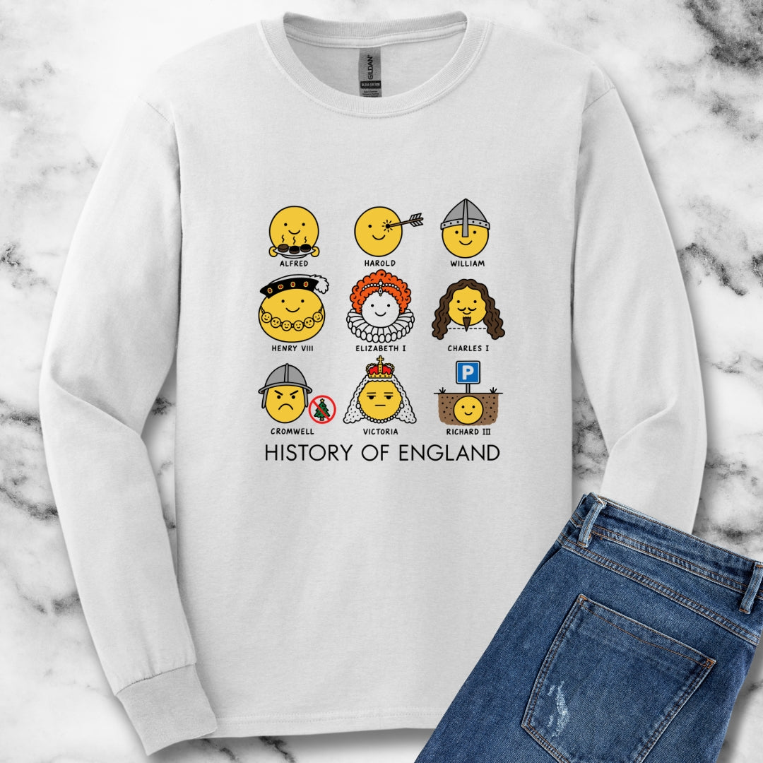 A Humorous History of England Grid Unisex Long Sleeve Tee