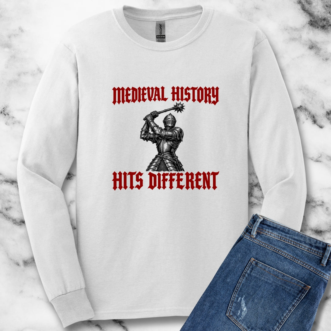 Medieval History Hits Different Knight Unisex Long Sleeve Tee