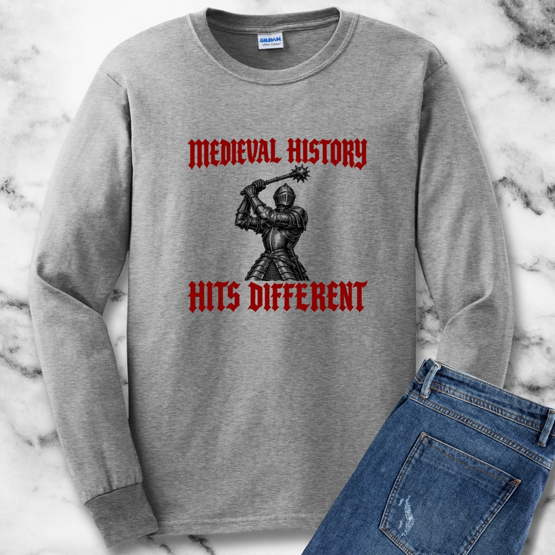 Medieval History Hits Different Knight Unisex Long Sleeve Tee