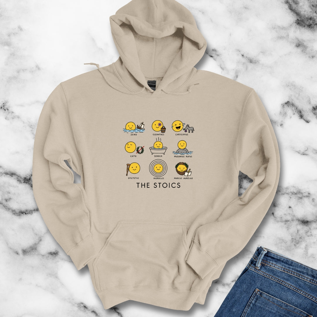 Stoic Smiley Philosophy Grid Hoodie