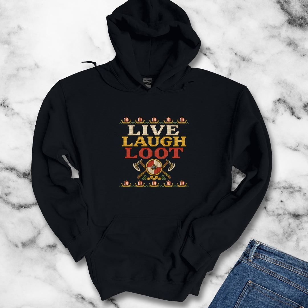 Live Laugh Loot Cross Stitch Hoodie
