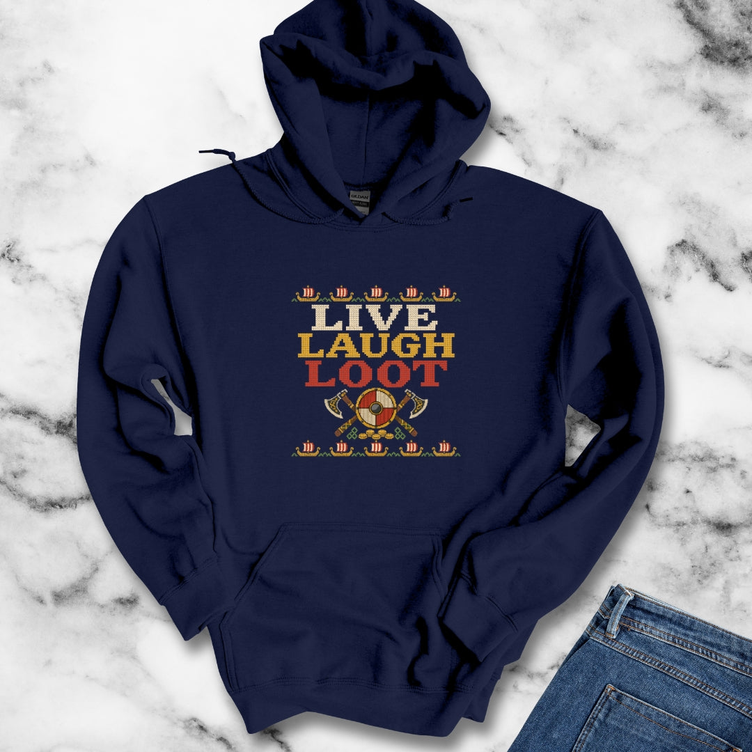 Live Laugh Loot Cross Stitch Hoodie