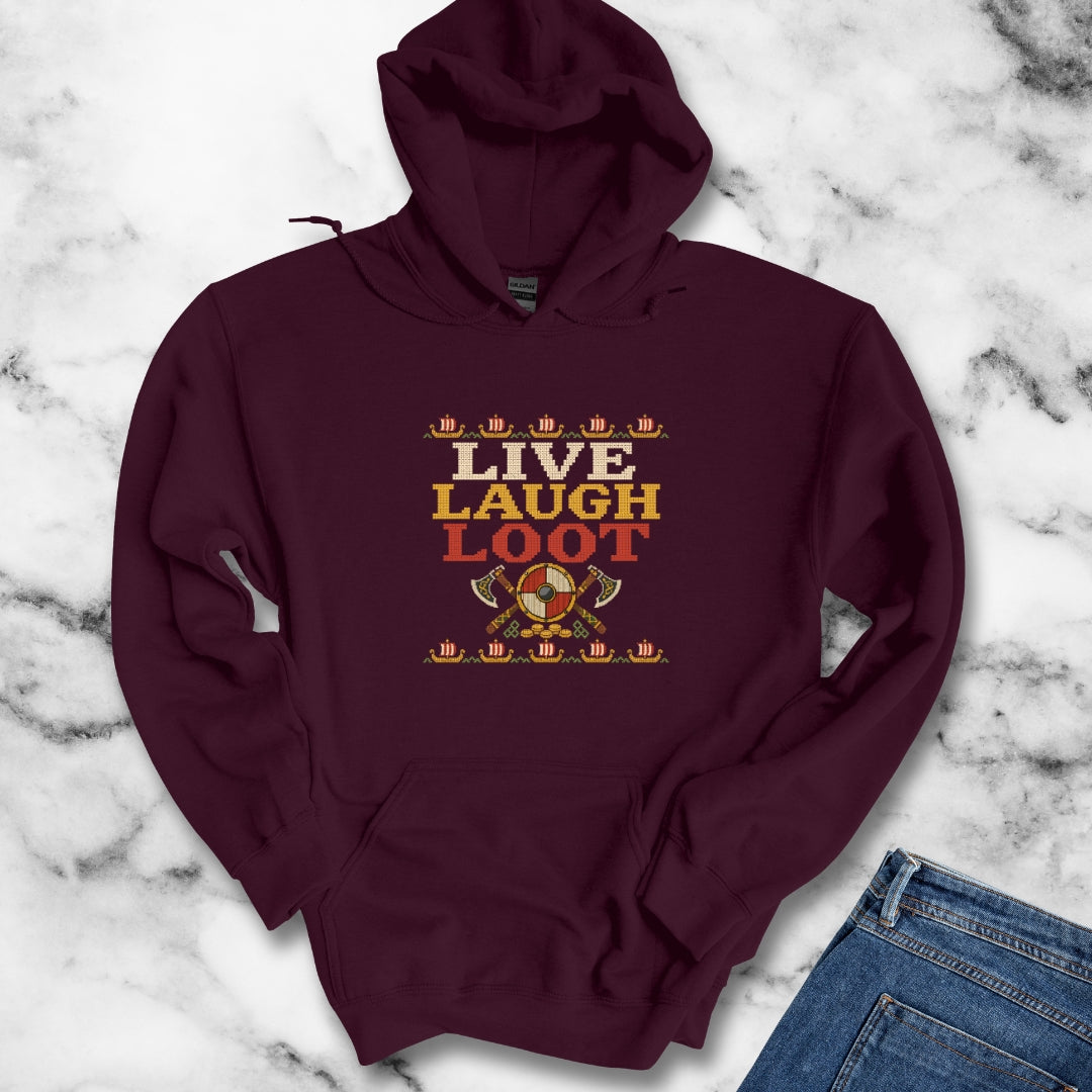 Live Laugh Loot Cross Stitch Hoodie