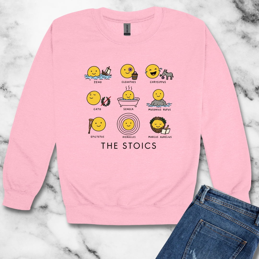 Stoic Smiley Philosophy Grid Unisex Heavy Crewneck Sweatshirt