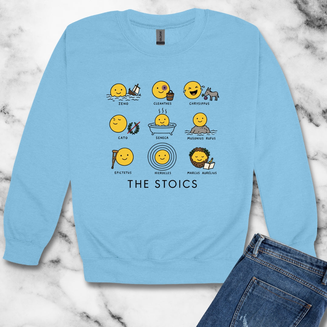 Stoic Smiley Philosophy Grid Unisex Heavy Crewneck Sweatshirt