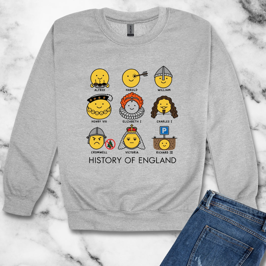 A Humorous History of England Grid Unisex Heavy Crewneck Sweatshirt
