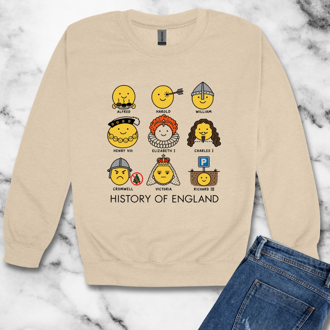 A Humorous History of England Grid Unisex Heavy Crewneck Sweatshirt
