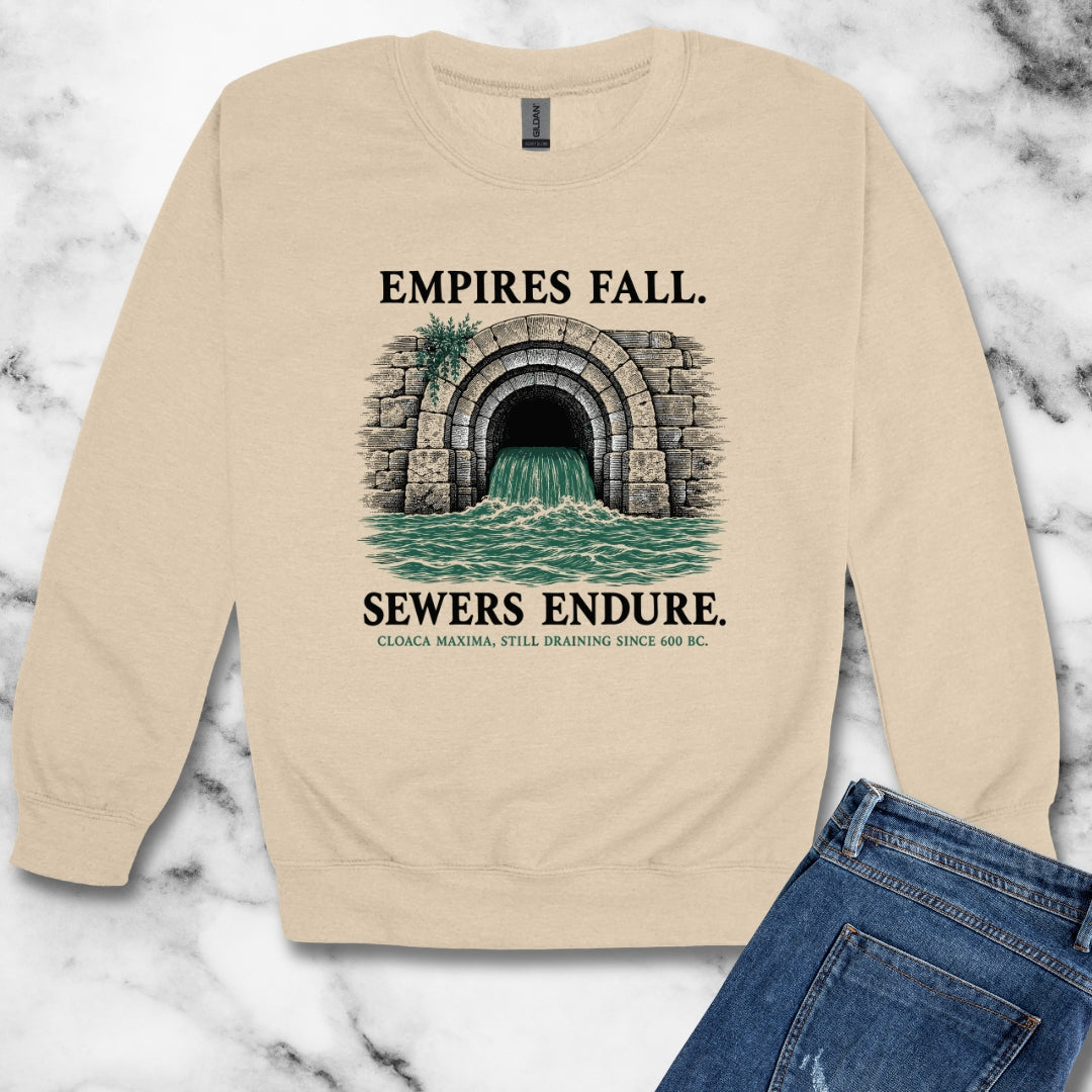 Empires Fall Sewers Endure Cloaca Maxima Unisex Heavy Crewneck Sweatshirt