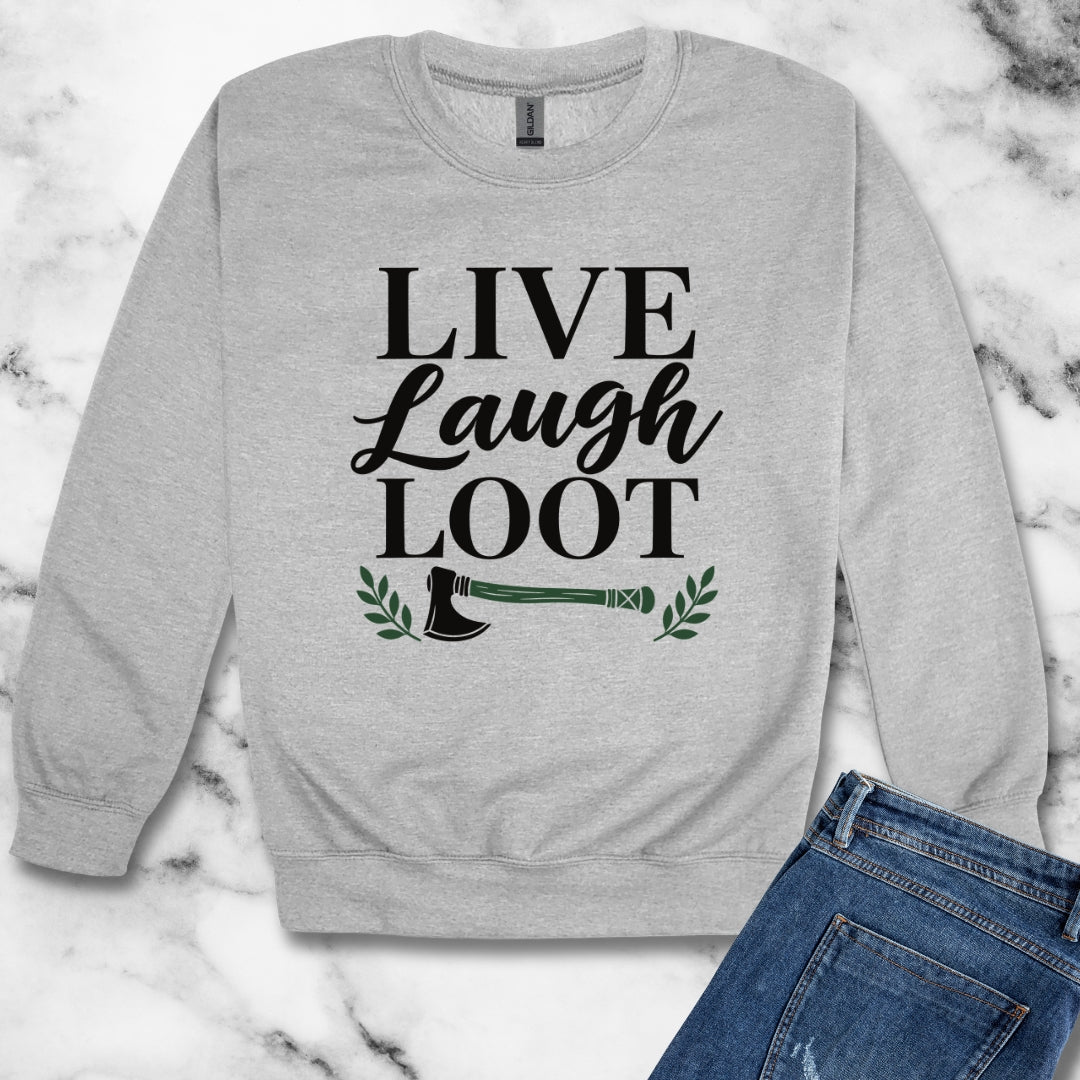 Live Laugh Loot Farmhouse Sign Unisex Heavy Crewneck Sweatshirt